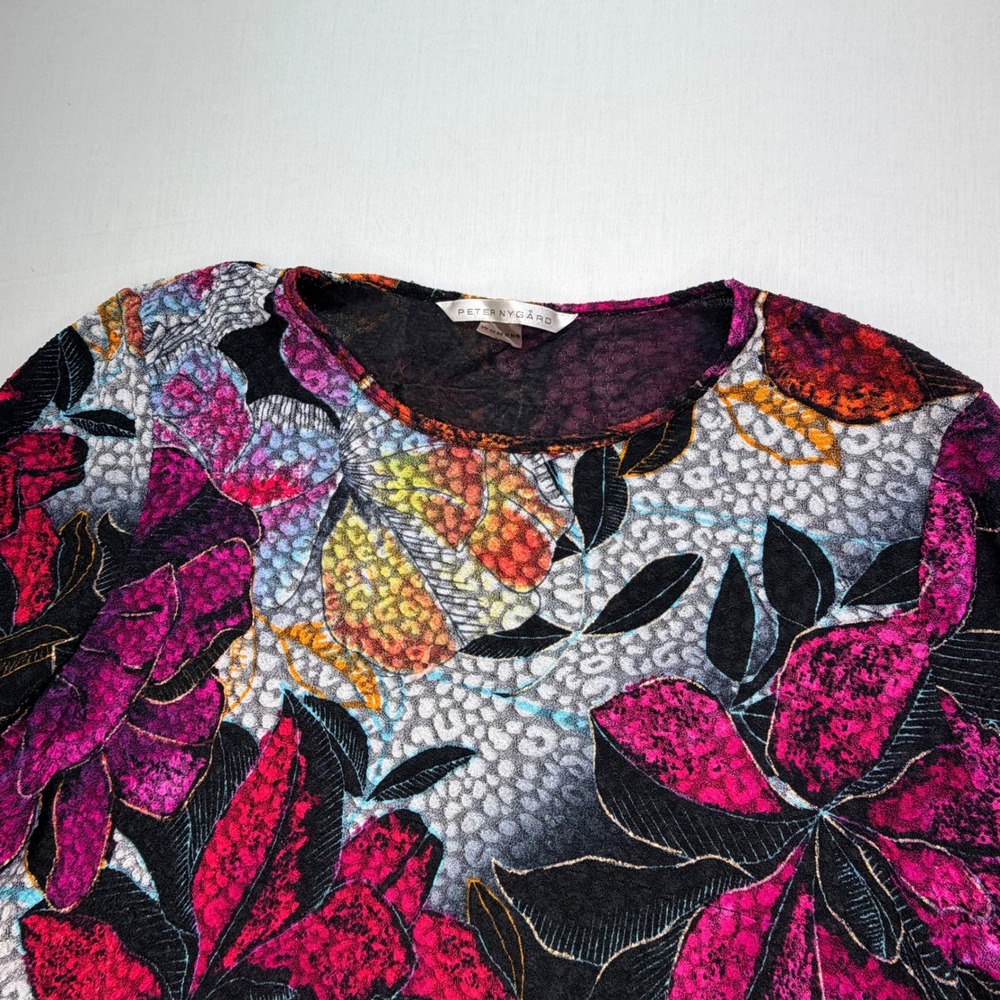 Peter Nygard Women's 1X‎ 3/4 Sleeve Floral Print Top Shirt